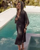 Falta Gauze Hooded Poncho - Black