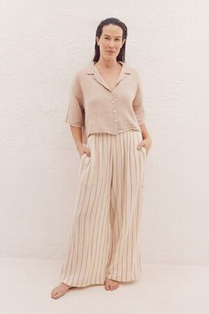 Sagar Gauze Crop Shirt - Pant Set